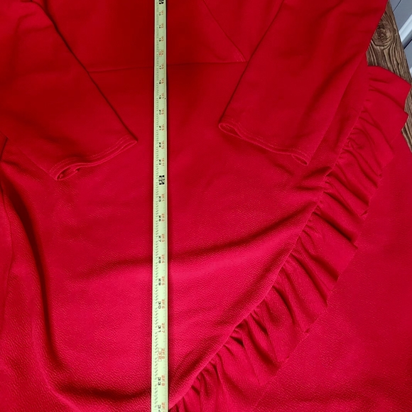 Pretty Little Thing Red Ruffle Detail Faux Wrap Mini Dress Women's Size 22. - Picture 6 of 13